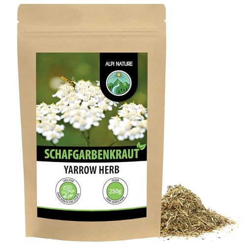 Schafgarbentee (250g), geschnitten, schonend getrocknet, Schafgarbenkraut 100% rein und naturbelassen zur Zubereitung von Tee, Kräutertee, Schafgarben Tee von Alpi Nature