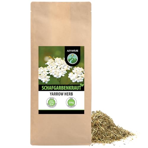 Schafgarbentee (500g), geschnitten, schonend getrocknet, Schafgarbenkraut 100% rein und naturbelassen zur Zubereitung von Tee, Kräutertee, Schafgarben Tee von Alpi Nature