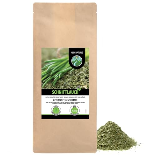 Schnittlauch getrocknet (1kg), Schnittlauch geschnitten, Schnitt Lauch 100% natürlich, Chives ohne Zusätze, Wildzwiebel von Alpi Nature