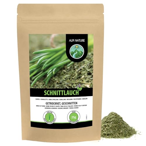 Schnittlauch 25g von Alpi Nature, Schnittlauch getrocknet geschnitten zum Kochen, Garnieren, Saucen und Dips von Alpi Nature