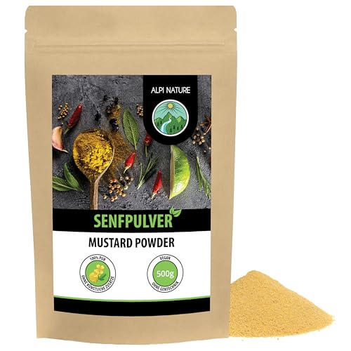 Senfpulver (500g), Senfmehl 100% naturrein aus Senfkörnern, Senfsaat schonend getrocknet und gemahlen, natürlich ohne Zusätze, vegan von Alpi Nature