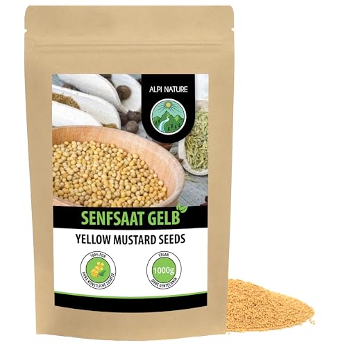 Senfkörner (1kg), Senfsaat gelb und weiß 100% naturrein, schonend getrocknet, Senfsamen natürlich ohne Zusätze, vegan von Alpi Nature