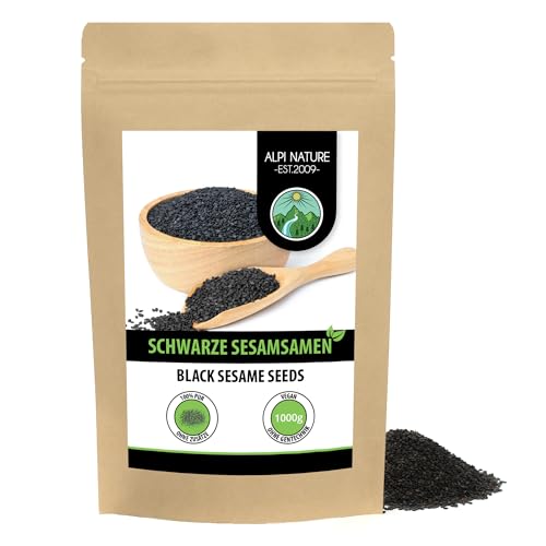 Schwarzer Sesam 1kg von Alpi Nature, Sesam schwarz, Sesamkörner schwarz, Sesamkörner ganz, Black Sesame Seeds, glutenfrei von Alpi Nature