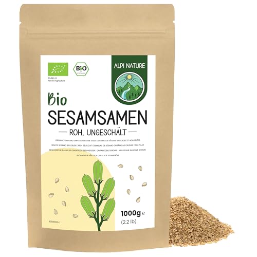 Sesamkörner BIO ungeschält 1kg von Alpi Nature, bio Sesam weiß, bio Sesamkörner weiss, ungeschälter weißer Sesam, Sesam Samen, Sesamsamen roh, von Natus aus vegan, glutenfrei von Alpi Nature