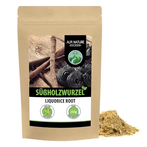 Süßholzwurzel getrocknet (250g), Süßholz Wurzel geschnitten, 100% rein und naturbelassen zur Zubereitung von Tee von Alpi Nature