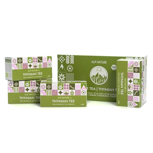 Thymian Tee BIO von Alpi Nature, 80 Thymian Teebeutel, 80g (4 Schachteln mit 20 Teebeutel à 1g) von Alpi Nature