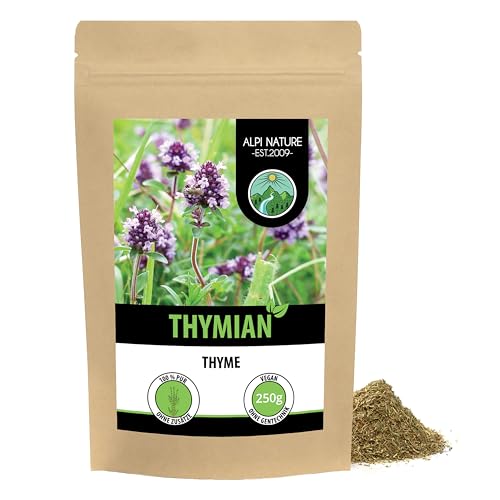 Thymian getrocknet (250g), Thymian gerebelt, 100% rein und naturbelassen zur Zubereitung von Gewürzmischungen und Thymian-Tee von Alpi Nature
