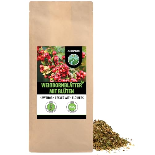 Weissdorn Tee (1kg), Weissdorn Blätter mit Blüten, geschnitten, schonend getrocknet, Heckendorn 100% rein und naturbelassen zur Zubereitung von Tee, Kräutertee, Weissdorntee von Alpi Nature