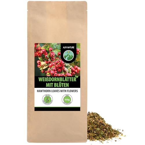 Weissdorn Tee (500g), geschnitten, schonend getrocknet, Heckendorn 100% rein und naturbelassen zur Zubereitung von Tee, Kräutertee, Weissdorntee von Alpi Nature