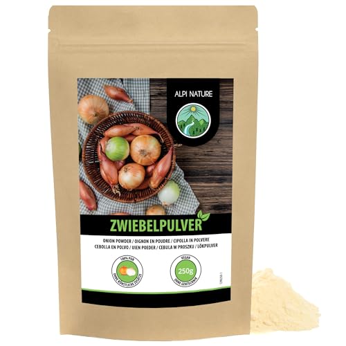 Zwiebelpulver (250g), Zwiebeln gemahlen, Zwiebel Pulver, 100% naturrein aus schonend getrockneten Zwiebeln, natürlich ohne Zusätze, vegan, Zwiebelgranulat von Alpi Nature