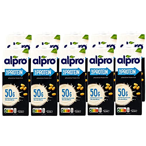 Alpro - 10er Pack Protein Sojadrink 1 Liter - Plant Proteindrink Soja Soya Drink 100 % pflanzlich (50 g Eiweiß pro Packung) von Alpro