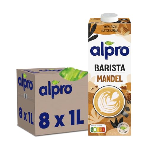 Alpro Barista Mandeldrink, UHT, 8x1L | vegan & laktosefrei | reich an Ballaststoffen, mit Calcium und Vitaminen von Alpro
