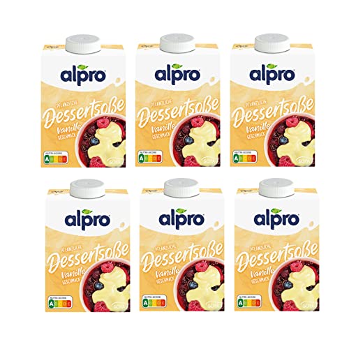 Alpro Dessertsoße mit Vanillegeschmack, vegan, laktosefrei, UHT, 6er Pack, 6 x 525 g von Alpro