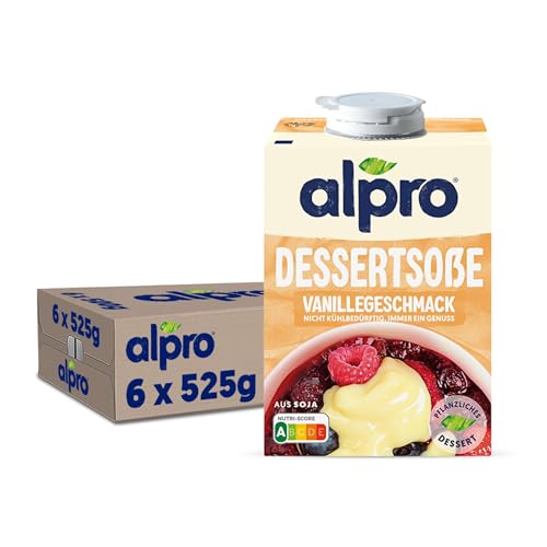 Alpro Dessertsoße mit Vanillegeschmack, vegan, laktosefrei, UHT, 6er Pack, 6 x 525 g von Alpro