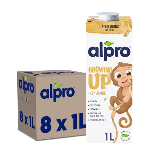 Alpro Growing Up Haferdrink ab 1 Jahr, Pflanzlicher Drink, Vegan, Laktosefrei, UHT, 8x1L von Alpro