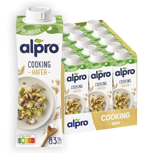 Alpro Hafer-Kochcreme Cooking, Pflanzlich, Vegan, Laktosefrei, Nutri-Score B, UHT,15x250ml, 15er Pack von Alpro