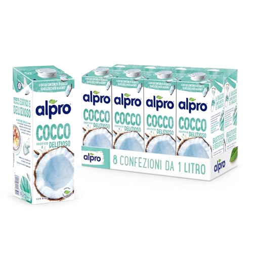 Alpro Long Life Drink auf pflanzlicher Basis aus Kokosnuss, vegan und milchfrei, 1 l (8er-Packung) (Verpackung kann variieren) von Alpro