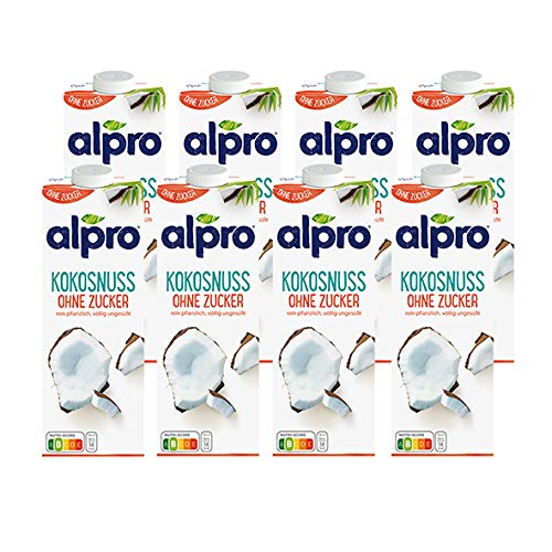 Alpro Kokosnussdrink ohne Zucker, 1 Liter, 8er Pack von Alpro