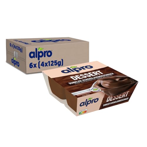 Alpro Soja-Dessert Dunkle Schokolade, Feinherb, vegan, laktosefrei, glutenfrei, 6x (4 x 125g), 6er Pack von Alpro