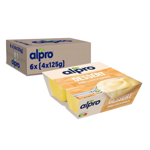 Alpro Soya-Dessert Feine Vanille – Auf Soyabasis – Vegan und von Natur aus laktosefrei – Reich an Calcium und Vitaminen – 6 x (4 x 125) g von Alpro