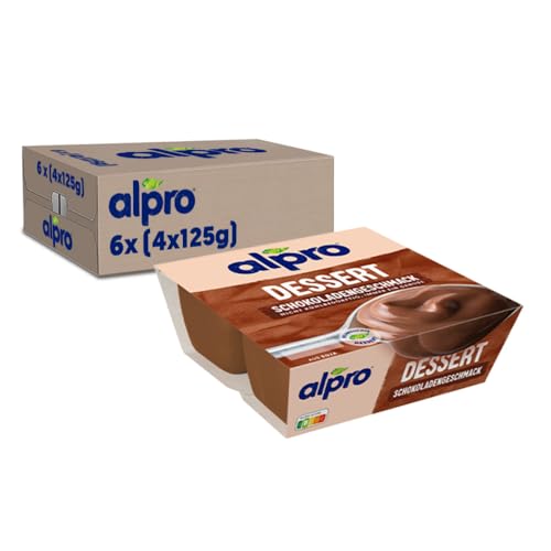 Alpro Soja-Dessert Schokolade Mildfein, vegan, laktosefrei, glutenfrei, 6x (4 x 125g), 6er Pack von Alpro