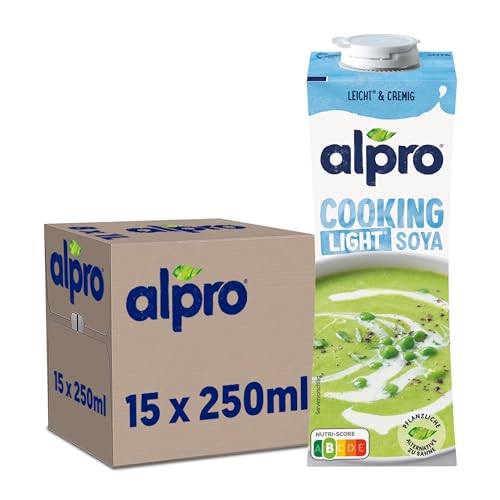 Alpro Soja-Kochcreme Cooking Light, Vegan, Laktosefrei, Glutenfrei, UHT, 15x250ml, 15er Pack von Alpro