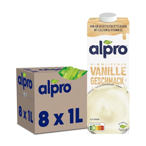 Alpro Drink auf Sojabasis, Vanillegeschmack | vegan & laktosefrei | reich an pflanzlichem Protein und von Natur aus fettarm, 8er Pack (8 x 1 l) UHT von Alpro