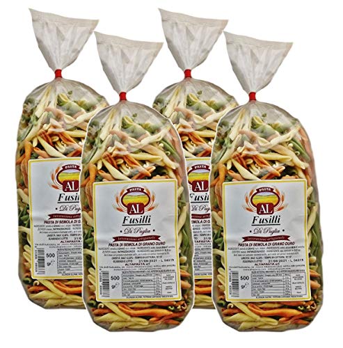 Frische Fusilli Tricolor Nudeln aus Italien 4 x 500g - Original Fusili Pasta - trafila in bronzo von Altapasta