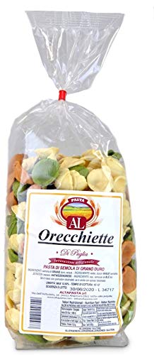 Frische Orecchiette Tricolor Nudeln aus Italien 500g - Original Orecchiette Pasta - trafila in bronzo - Handwerkliche Verarbeitung von Altapasta