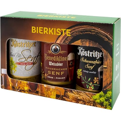 Altenburger Original Bierkiste - drei mit Bier verfeinerte Senfsorten als Geschenk-Set (3-teilig), Geschenkbox für Männer und Frauen von Altenburger Original
