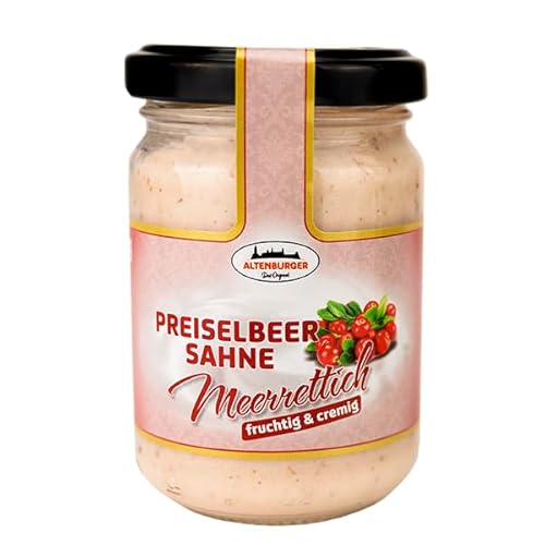 Altenburger Original Preiselbeer Sahne Meerrettich, 140g im Glas, fruchtig-cremiger Genuss passend zu Wild und Käse von Altenburger Original