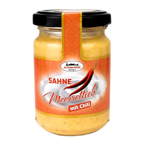 Altenburger Original Sahnemeerrettich mit Chili, 140g im Glas, feurig-pikanter Genuss passend zu Fisch und Käse, auch als Dip geeignet von Altenburger Original