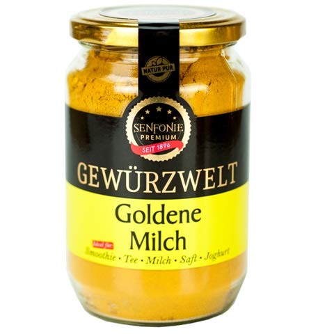 Altenburger Original Senfonie Premium Goldene Milch Golden Milk Gewürzmischung 350g Glas, Latte-Pulver mit Kurkuma, Ingwer, Pfeffer, Zimt und Muskat, ohne Zuckerzusatz von Altenburger Original