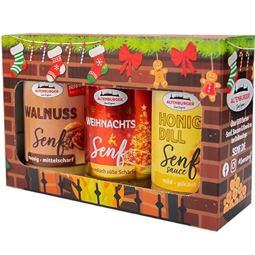 Altenburger Original Weihnachts Kiste, Geschenkbox mit 3 pikanten Spezialitäten aus der Senfmanufaktur zu Altenburg Altenburger Original Weihnachts Kiste, Geschenkbox mit 3 pikanten Spezialitäten aus der Senfmanufaktur zu Altenburg von Altenburger Original