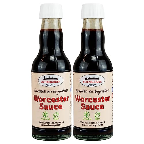Altenburger Original Worcester Sauce, 2x200ml (400ml) in der Glasflasche, Worcestershire Sauce glutenfrei, laktosefrei, vegan, ohne Zusatz von Aromen von Altenburger Original