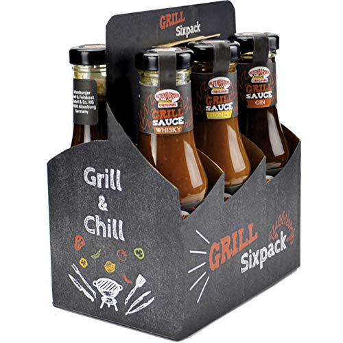 Altenburger Original Grill Sixpack, Grillsaucen Geschenkset mit sechs herrlich leckeren Grillsoßen, Mango, Curry, Whisky und mehr, ideales Grill Geschenk von Altenburger Original