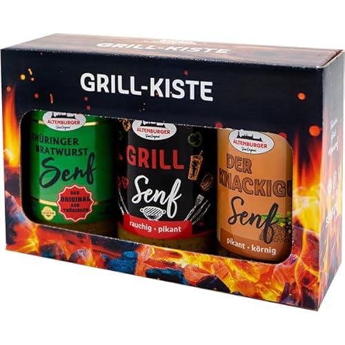 Senf Geschenkset - Grill Kiste, Set mit 3 Artikeln von Altenburger Original