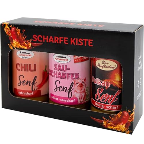 Senf Geschenkset - Scharfe Kiste, Set mit 3 Artikeln von Duuous