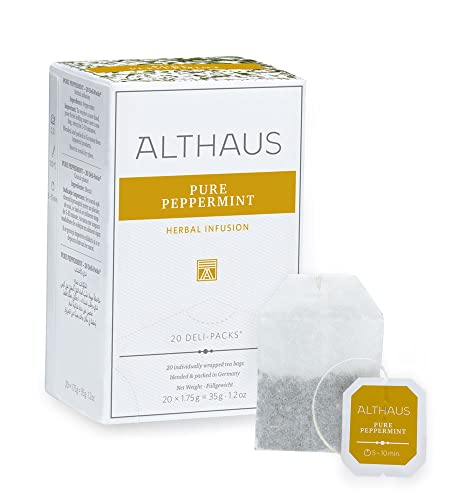 Althaus Tee PURE PEPPERMINT 20 x 1,75g ⋅ Pfefferminztee im klassischen Teeaufgussbeutel ⋅ DELI PACK von Althaus