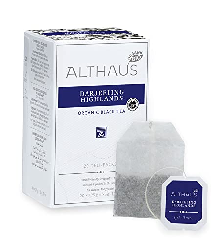 Althaus Tee DARJEELING HIGHLANDS 20 x 1,75g ⋅ BIO Schwarzer Tee im klassischen Teeaufgussbeutel ⋅ DELI PACK von Althaus