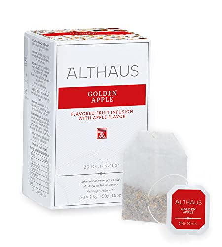 Althaus Tee GOLDEN APPLE 20 x 2,5g ⋅ Früchtetee mit Apfelgeschmack im klassischen Teeaufgussbeutel ⋅ DELI PACK von Althaus