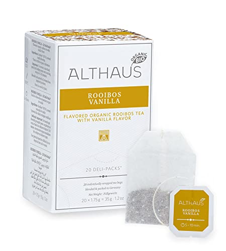 Althaus Tee ROOIBOS VANILLA 20 x 1,75g ⋅ BIO Rooibush / Rooibos / Rooibuschtee mit Vanillegeschmack im klassischen Teeaufgussbeutel ⋅ DELI PACK von Althaus