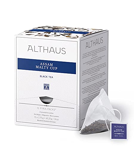 Althaus Tee ASSAM MALTY CUP (vorher ASSAM MELENG) ⋅ Schwarzer Tee im Pyramidenbeutel PYRA PACK ⋅ Kräftig-aromatischer schwarzer Tee ⋅ 15 x 2,75g von Althaus