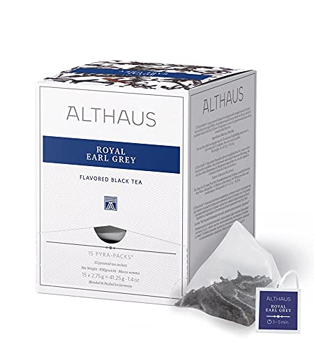 Althaus Tee ROYAL EARL GREY (vorher EARL GREY CLASSIC) ⋅ Schwarzer Tee im Pyramidenbeutel PYRA PACK ⋅ Aromatisierter Earl Grey Schwarztee ⋅ 15 x 2,75g von Althaus