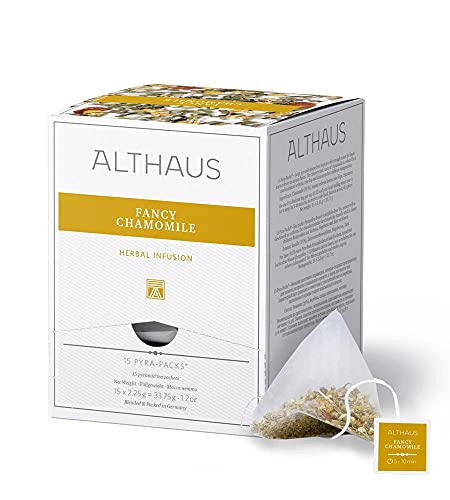 Althaus Tee FANCY CHAMOMILE⋅ Kräutertee im Pyramidenbeutel PYRA PACK ⋅ Naturbelassener Kamillentee mit einem Hauch Zimt ⋅ 15 x 2,25g von Althaus