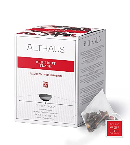 Althaus Tee RED FRUIT FLASH ⋅ Früchtetee im Pyramidenbeutel ⋅ PYRA PACK ⋅ Roter Früchtetee mit intensivem Beerengeschmack ⋅ 15 x 2,75g von Althaus