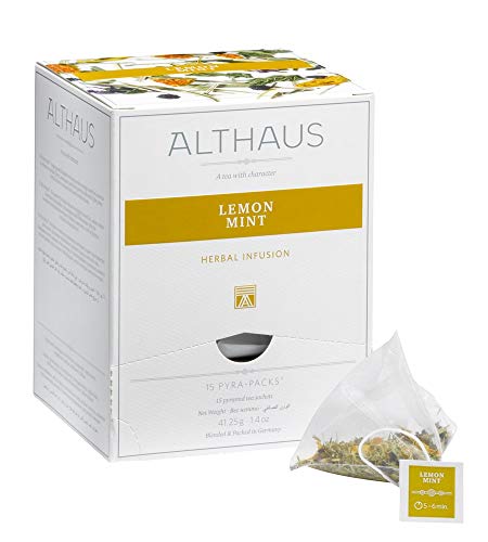 Althaus Tee LEMON MINT⋅ Kräutertee im Pyramidenbeutel PYRA PACK ⋅ Naturbelassener Kräutertee mit Zitronengras und Pfefferminze ⋅ 15 x 2,75g von Althaus