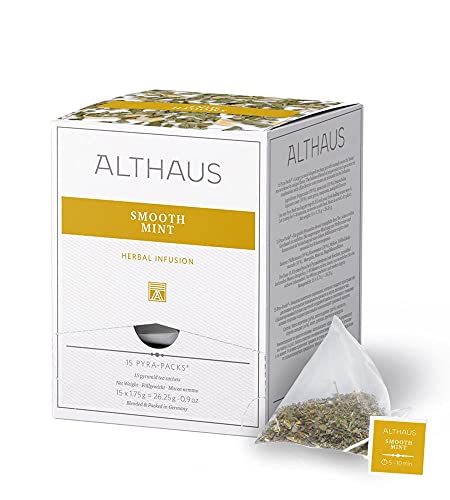 Althaus Tee SMOOTH MINT ⋅ Kräutertee im Pyramidenbeutel PYRA PACK ⋅ Naturbelassene Kräuterteemischung mit Minze ⋅ 15 x 1,75g von Althaus