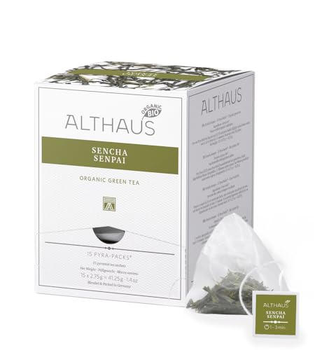 Althaus Tee SENCHA SENPAI (vorher SENCHA SUPREME) ⋅ Grüner Tee im Pyramidenbeutel PYRA PACK ⋅ Naturbelassener japanischer grüner Tee ⋅ 15 x 2,75g von Althaus