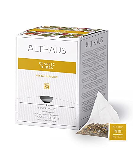 Althaus Tee CLASSIC HERBS ⋅ Kräutertee im Pyramidenbeutel PYRA PACK ⋅ Naturbelassener Kräutertee aus klassischen Teekräutern ⋅ 15 x 2,25g von Althaus